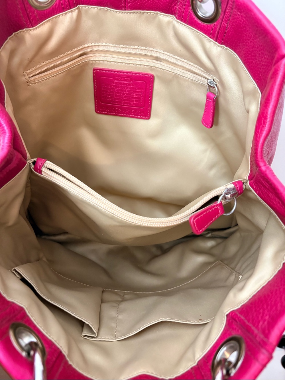 Coach Hampton Raspberry Pink Pebbled Leather Shoulder Bag - Picture 10 of 14